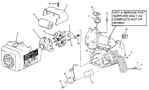 Unit Parts Diagram and Parts List for 816845  Craftsman Power Motor