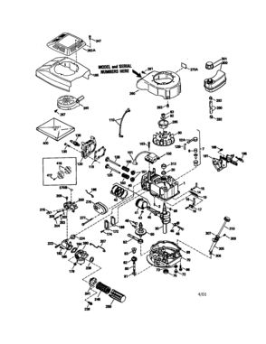 4-cycle Engine Diagram and Parts List for 143965502  Craftsman Engine