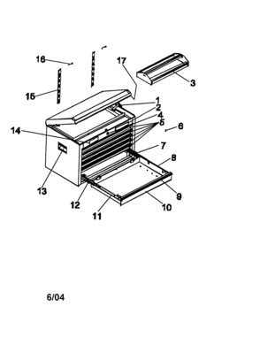 6 Drawer Ball Bearing Chest Diagram and Parts List for 706596162  Craftsman Tool Stand & Cart