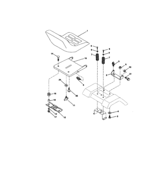 Seat Assembly Diagram and Parts List for 917271065  Craftsman Lawn Tractor