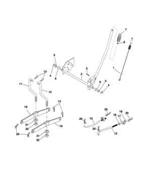 Mower Lift Diagram and Parts List for 917253621  Craftsman Lawn Tractor