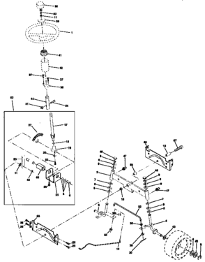 Steering Assembly Diagram and Parts List for 917270621  Craftsman Lawn Tractor