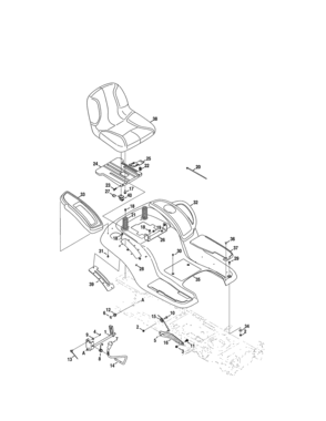 Seat/fender Diagram and Parts List for 247288800  Craftsman Lawn Tractor