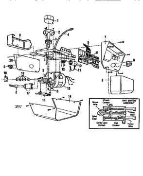 Opener Assembly Diagram and Parts List for 13953675SRT  Craftsman Garage Door Opener