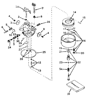 Carburetor Diagram and Parts List for 143576192  Craftsman Engine