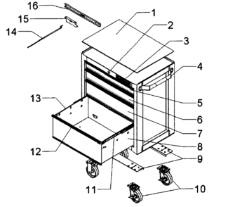 Tool Cabinet Diagram and Parts List for 706379820  Craftsman Tool Stand & Cart