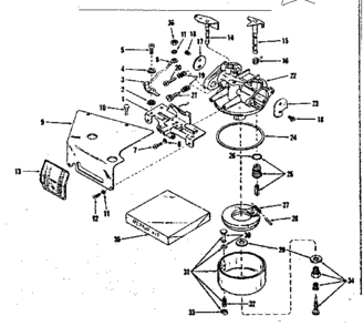 Carburetor And Speed Control Diagram and Parts List for 14360226  Craftsman Engine