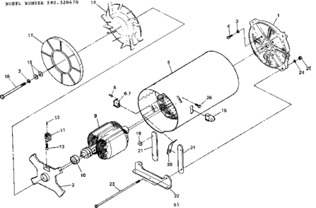 Part Location Diagram of 44357 Generac Cover, Cooling Fan