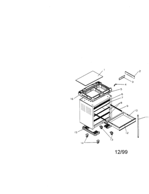5 Drawer Project Center Diagram and Parts List for 706654930  Craftsman Tool Stand & Cart