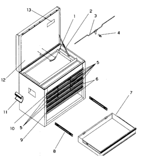 Chest Diagram and Parts List for 706653521  Craftsman Tool Stand & Cart