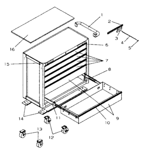 Chest Diagram and Parts List for 706597262  Craftsman Tool Stand & Cart