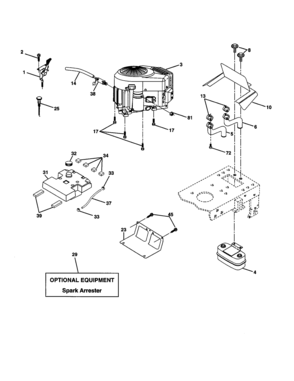 Engine Diagram and Parts List for 917277442  Craftsman Lawn Tractor