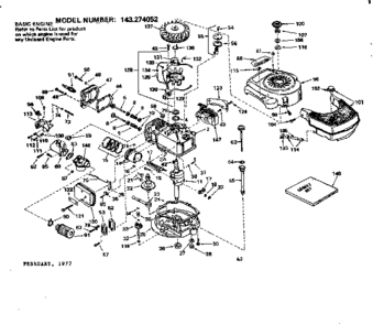 Replacement Parts Diagram and Parts List for 143274052  Craftsman Engine