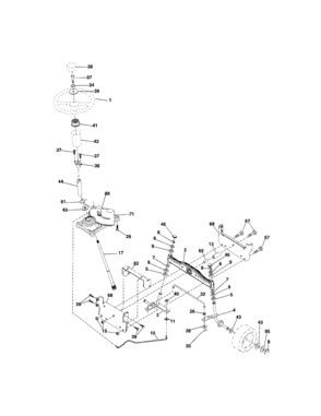 Steering Diagram and Parts List for 917287013  Craftsman Lawn Tractor