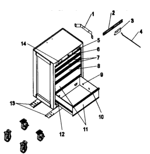 Chest Diagram and Parts List for 706592491  Craftsman Tool Stand & Cart