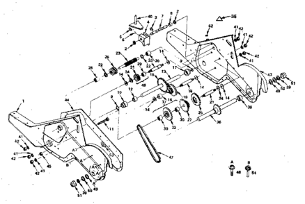 Transmission, Ground Drive Diagram and Parts List for 917299650  Craftsman Tiller