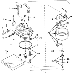 Carburetor Diagram and Parts List for 143599022  Craftsman Engine