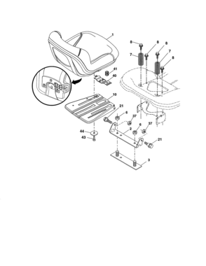 Seat Assembly Diagram and Parts List for 917991390  Craftsman Lawn Tractor