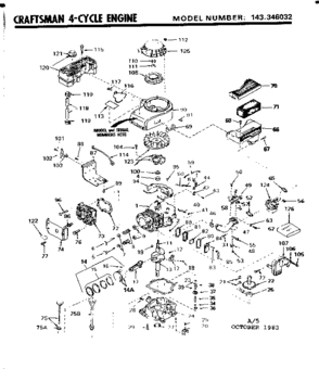 Replacement Parts Diagram and Parts List for 143346032  Craftsman Engine