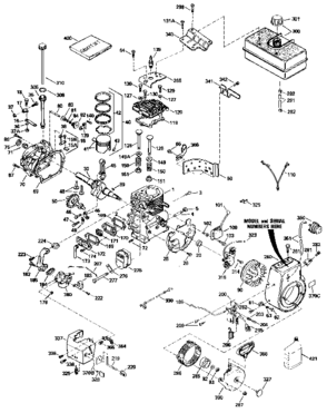 Replacement Parts Diagram and Parts List for 143836012  Craftsman Engine