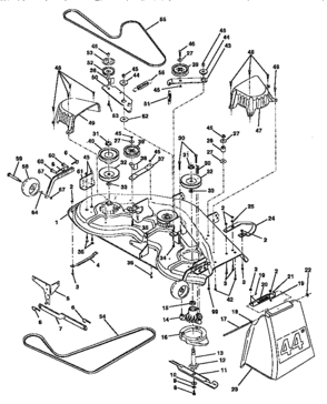 44" Mower Deck Diagram and Parts List for 917257731  Craftsman Lawn Tractor