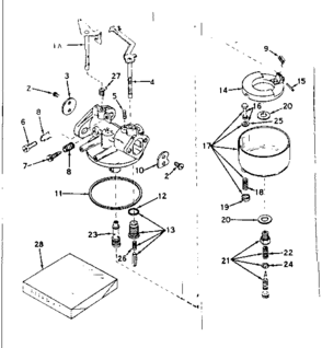 Carburetor No. 631226 Diagram and Parts List for 143579012  Craftsman Engine