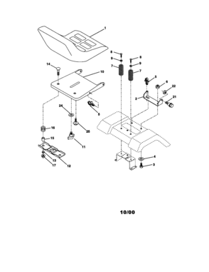 Seat Assembly Diagram and Parts List for 917270653  Craftsman Lawn Tractor