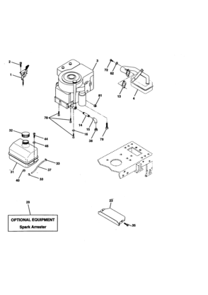 Engine Diagram and Parts List for 917270412  Craftsman Lawn Tractor