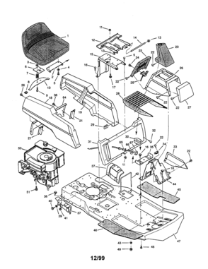 Body Chassis Diagram and Parts List for C950-60901-0  Craftsman Lawn Tractor