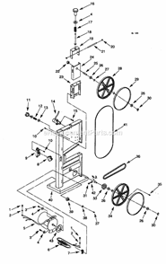 Motor Assy Diagram and Parts List for 351214190  Craftsman Band Saw