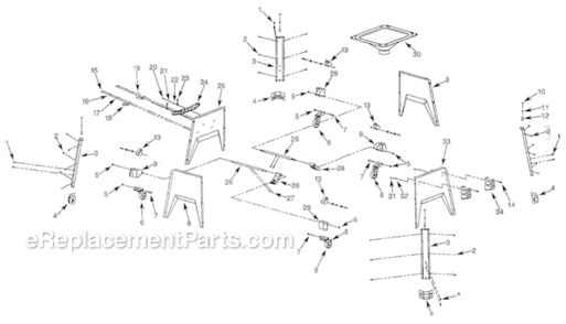 Base Diagram and Parts List for 351218331  Craftsman Table Saw