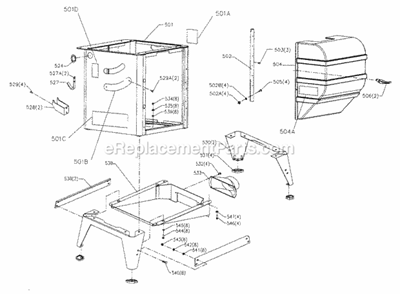 Stand Assy Diagram and Parts List for 351221140  Craftsman Table Saw