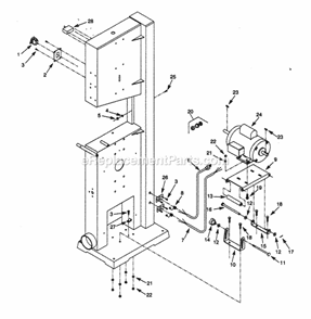 Motor Diagram and Parts List for 351224400  Craftsman Band Saw