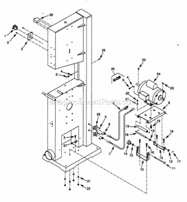 Motor Diagram and Parts List for 351224500  Craftsman Band Saw
