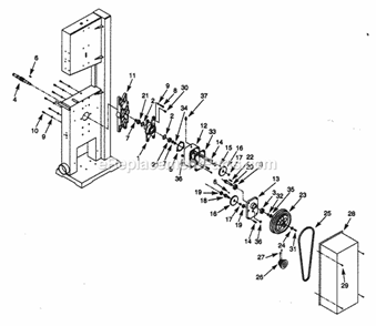 Gear Box Diagram and Parts List for 351224500  Craftsman Band Saw