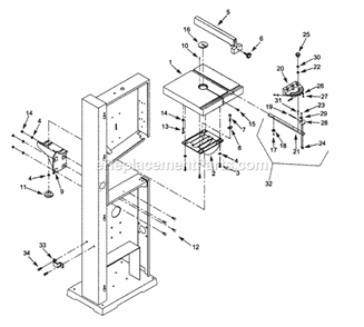 Table Assy Diagram and Parts List for 351224501  Craftsman Band Saw