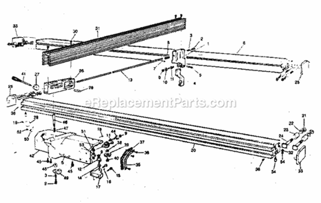 Rip Fence Diagram and Parts List for 35122652  Craftsman Table Saw
