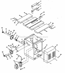 Table / Base Diagram and Parts List for 351228040  Craftsman Table Saw