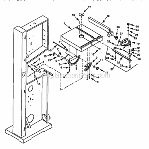 Table Assembly Diagram and Parts List for 351243931  Craftsman Band Saw