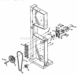 Blade Drive Diagram and Parts List for 35124393  Craftsman Band Saw