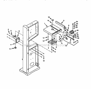 Table Diagram and Parts List for 351243961  Craftsman Band Saw