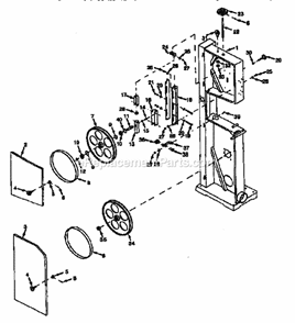 Front Diagram and Parts List for 35124396  Craftsman Band Saw