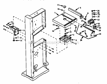 Table Diagram and Parts List for 35124396  Craftsman Band Saw