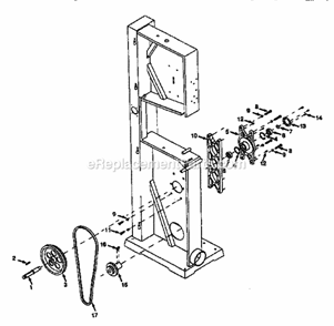 Blade Drive Diagram and Parts List for 35124396  Craftsman Band Saw