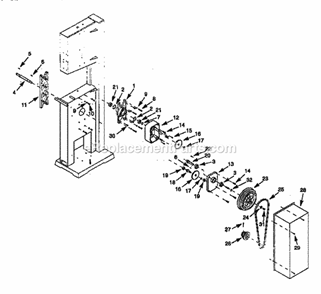 Gear Box Diagram and Parts List for 351243971  Craftsman Band Saw