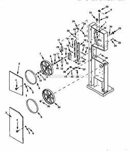 Front Diagram and Parts List for 351243981  Craftsman Band Saw