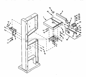 Table Diagram and Parts List for 351243981  Craftsman Band Saw