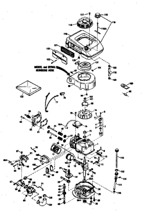 Replacement Parts Diagram and Parts List for 143374192  Craftsman Engine