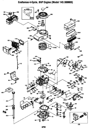 Replacement Parts Diagram and Parts List for 143988000  Craftsman Engine