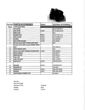 Top Customer Parts Diagram and Parts List for 247270490  Craftsman Lawn Tractor